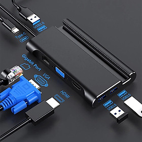 ROGTZ HUB Kiêm Dock USB-C qua Type-C/HDMI/VGA/LAN/3 Cổng USB 3.0 Hỗ Trợ Power Delivery- Hàng Chính Hãng