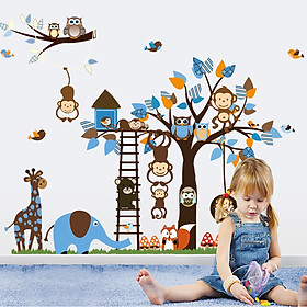 Mua Decal dán tường Vườn thú xanh dương AmyShop DB042 ( 95 x 186 cm)