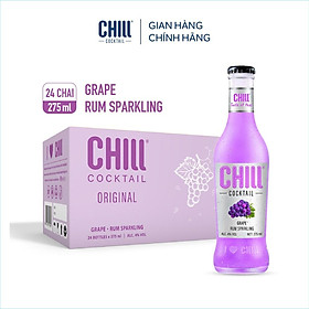 Thùng 24 chai Chill Cocktail vị Grape Rum Sparkling 275ml chai