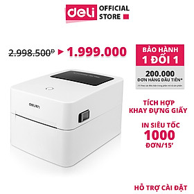 Máy in nhiệt Deli DL-750W in đơn hàng, tem mã vạch, hóa đơn, livestream, dùng giấy in nhiệt tự dán - Hàng chính hãng