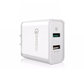 Bộ sạc nhanh 30W 2 cổng Usb   Dual Qc3.1 + 2.4A Usb Charger Sạc Nhanh 3.0  màu đen UGREEN 30563CD132 Hàng chính hãng