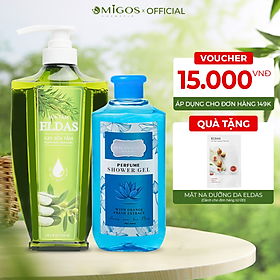 BỘ ĐÔI SỮA TẮM THIÊN NHIÊN NGỪA MỤN LƯNG ELDAS 550ML VÀ MALANAONE LƯU HƯƠNG THƠM THANH MÁT BỀN LÂU 6H 330ML