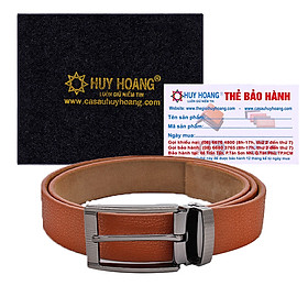 HJ4119 - Dây nịt nam Huy Hoàng lót nhung màu da