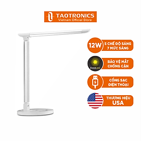 Đèn Bàn Học Và Đọc Sách LED TaoTronics Chống Cận Và Bảo Vệ Mắt TT-DL13 12W, 5 Chế Độ Sáng, 7 Mức Sáng, Tiết Kiệm Điện - Trắng - Hàng Chính Hãng