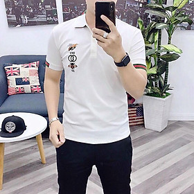 Áo thun nam cổ bẻ thêu ong