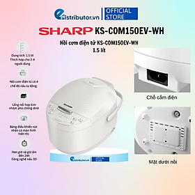 Mua Nồi cơm điện tử Sharp KS-COM150EV-WH 1.5 lít - Hàng Chính Hãng - Bảo Hành 12 Tháng