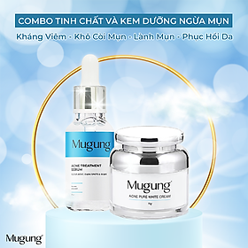 Bộ chăm sóc da mụn Mugung giúp sạch mụn,hết thâm mờ sẹo hiệu quả Serum Acne Treatment và Kem dưỡng da phục hồi không bong da bí quyết sạch bay mụn thâm,mụn bọc,mụn trứng cá, dành cho mọi loại da 15ml và 15gram