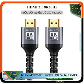 Mua Cáp HDMI FIRO - Dây HDMI 2.1 8K/60Hz/48Gbps - Dài 5 Mét Lõi Dù Dùng Cho Tivi/ Máy Tính/ Playstation - Hàng Chính Hãng