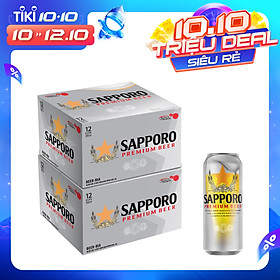 Combo 02 thùng Bia Sapporo Premium - 12 lon 500ml