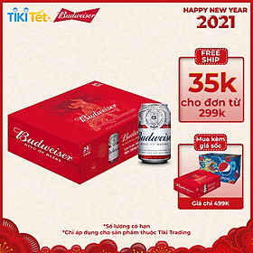 Thùng 24 Lon Bia Budweiser (330ml / Lon) - (phiên bản Tết trúng quà 100%)