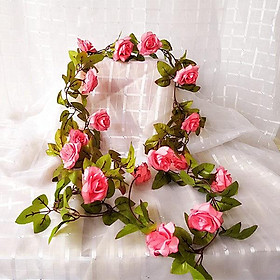 Mua Hoa giả  dây hoa hồng leo cao cấp 2m3 trang trí tường  rào  ban công mềm mại tự nhiên JA-10