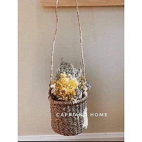 Giỏ treo cói bện tự nhiên, giỏ đựng hoa, đựng đồ tiện dụng - Cappiano Home