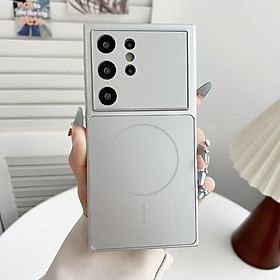 Ốp Lưng Từ Tính Cho Galaxy S25 Ultra / S24 Ultra Nhựa Cứng Mờ Tráng Gương - BUM STORE GALAXY CASE - TRẮNG BẠC, TRẮNG BẠC