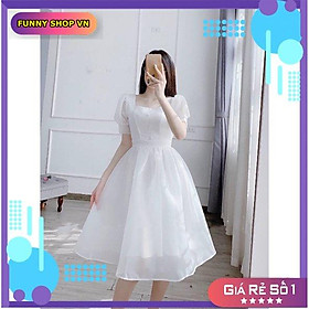 ĐẦM TIỆC TAY BỒNG ĐÍNH NGỌC PHỐI CỘT NƠ SAU XINH XẮN