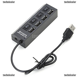 Bộ Hub Gồm 4 Cổng USB 2.0 Có Công Tắc Đóng / Mở Kèm Dây Cáp Nguồn AC Dành Cho PC Laptop