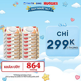 Combo 12 Gói Khăn Ướt Huggies Cacao và Bơ Hạt Mỡ (72 Miếng/ Gói)