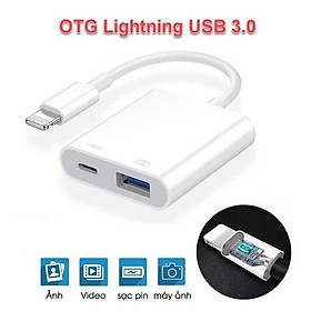 Mua Cáp Chuyển Đổi OTG 2 Trong 1 Bộ Chuyển Đổi Cho Máy Ảnh Lighting Sang USB 3.0