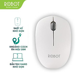 Chuột Không Dây Wireless 2.4GHz ROBOT Chuyên Dùng Văn Phòng, Khoảng Cách Tín Hiệu 10m, Kèm Pin - Hàng Chính Hãng