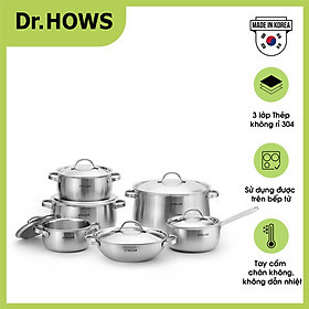 Bộ nồi Inox 3 lớp Full set Dr.Hows Stella 6 món