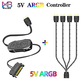 5V 3 pin 3pin đến SATA ARGB Bộ điều khiển mini Hub Quạt máy tính LED LED LED CPU Làm mát nước làm mát RGB Màu cáp: Bộ điều hợp với cáp