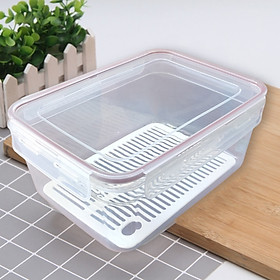 Combo 2 hộp nhựa chữ nhật bảo quản thực phẩm Hàn Quốc (Full size) - Có khóa nắp 4 chiều zoong silicon chống tràn, phên chống ẩm