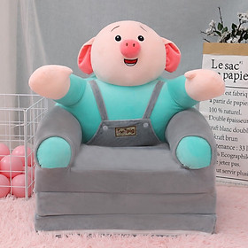 Mua Giường + Ghế Sofa 3 Tầng Ngộ Nghĩnh Cho Bé - Heo Xanh Yếm Xám