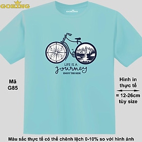 Xe đạp, mã G85. Áo phông hàng hiệu GOKING, form unisex cho nam nữ, trẻ em, bé trai gái. Áo thun in hình đẹp. Quà tặng cao cấp cho gia đình, cặp đôi, hội nhóm