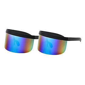 2x Unisex Retro Large Visor Sunglasses Flat Top Mono Lens Shield UV400 Eyewear