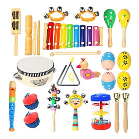 22pcs Wooden Percussion Toys and Rhythm Instruments for Girls and Boys Gifts