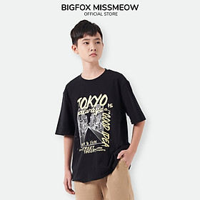 Áo Bé Trai Size Đại Bigfox, Áo Phông Trẻ Em Dáng Rộng In Tokyo 12-15, Chất Cotton