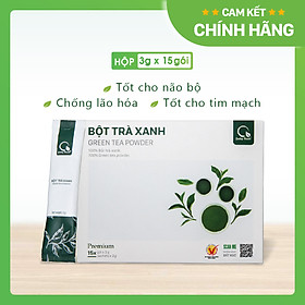 [CHÍNH HÃNG] Bột Trà Xanh Sấy Lạnh Nguyên Chất  - Đắp mặt làm dịu da, kháng khuẩn, kháng viêm, giảm cân - Hộp 45g