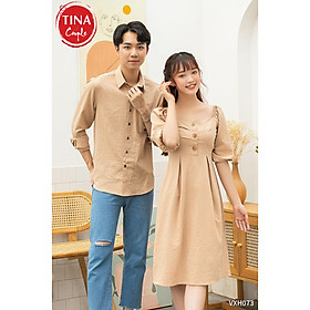 Áo cặp đôi nam nữ đẹp sơ mi Hàn Quốc dáng dài Mẫu Mới nhất - Couple Tina