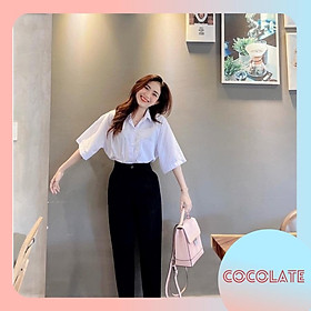 Quần baggy vải lưng cao COC01, quần tây vải cạp lưng cao cho nữ màu đen đi học. công sở cho nữ