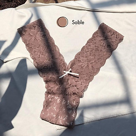 Quần Lót Ren Lọt Khe Chữ Y Không Đường May Màu Trơn - Sable