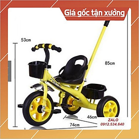 xe đạp trẻ em, xe đẩy 3 bánh có bàn đạp cần đẩy và giỏ để đồ dành cho bé