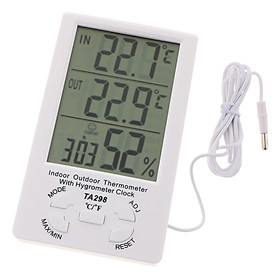 TA298 Digital Hygrometer Indoor Thermometer Humidity Gauge with Test Probe, Temperature Humidity MonitorProbe