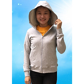 Áo khoác nữ chống nắng GOKING vải da cá 100% cotton dày, công nghệ Nhật Bản thoáng khí - Xám nhạt - 13