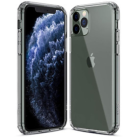 Ốp Lưng Kính Cường Lực Trong Suốt Hoàn Toàn. Lưng Kính Không Ố Vàng, Viền Máy Dẻo Cho Iphone 11/ 11 Pro/ 11 Pro Max