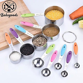 Mua BỘ THÌA ĐONG  CUP ĐONG nhà bếp inox cán silicone màu sắc hàng đẹp dùng đo phụ gia làm bánh