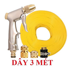 Mua Bộ dây vòi xịt nước rửa xe  tưới cây . tăng áp 3 lần  loại 3m  5m 206701-1 đầu đồng cút đồng nối đồng+ tặng đai
