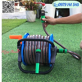 Mua Bộ Vòi Phun Nước Tưới Cây  Rửa Xe VA323 gồm: Vòi Phun Tưới Tăng Áp+Khung Lô Cuốn Ống Dây+Phụ Kiện Khớp nối+15m Dây Dẫn Nước kết cấu 3 lớp chống xoắn  vòi phun đa năng chất lượng cao/ Hồng Thanh Garden