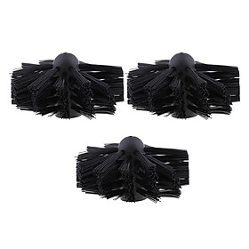 3Pcs Chimney  Remover Cleaning Brush Head Replacement 100mm Dia. Black