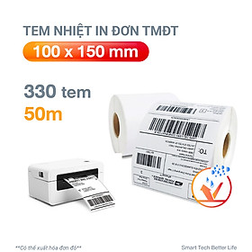 Mua Cuộn giấy in nhiệt giấy in bill VAYO 100x150mm (giấy A6)  tự dính chống nước  dành cho thương mại điện tử