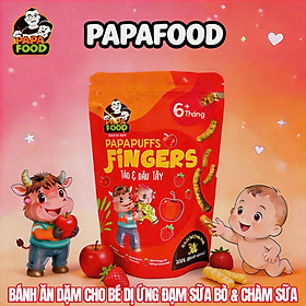 Bánh ăn dặm PAPAFOOD PAPAPUFFS Vị Táo & Dâu Tây - 100% Ngũ Cố Hữu Cơ - CHO BÉ DỊ ỨNG ĐẠM SỮA BÒ & CHÀM SỮA - Gói 30G - (MSMV: 8938549094063)