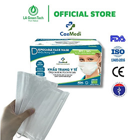 Khẩu trang y tế CAEMEDI 3 lớp trắng cao cấp, kháng khuẩn, lọc bụi bẩn đạt chuẩn BFE, FDA xuất khẩu Châu Âu - Hộp 50 cái