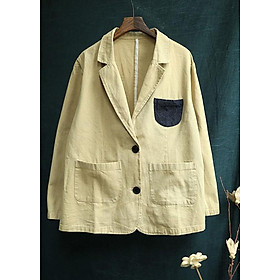 Áo vest Blazer Linen nữ dáng lửng phối túi ngực ArcticHunter, chất vải linen tự nhiên, thời trang thương hiệu chính hãng