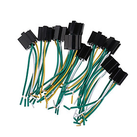 10 Pieces Prewired 5 Pin Automotive Car Relay Socket Holder 40A 12V 24V DC