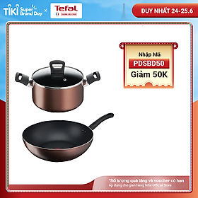 Combo Nồi thân cao Tefal Day By Day 22cm G1436105 và Chảo xào Tefal Day By Day 26cm G1437705 - Chống dính - Đáy từ - Dùng cho mọi loại bếp - Hàng chính hãng