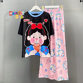 Set Bộ Áo Thun Tay Lỡ 3D In Hình Phối Quần Hoạt Hình Cartoon Ống Rộng M1 Ulzzang Unisex - MM