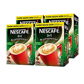 Combo 4 hộp NESCAFÉ 3IN1 Công thức cải tiến - Vị rang đậm  - Hộp 20 gói x 16g - [Tặng bộ 4 chén sứ Nescafé]